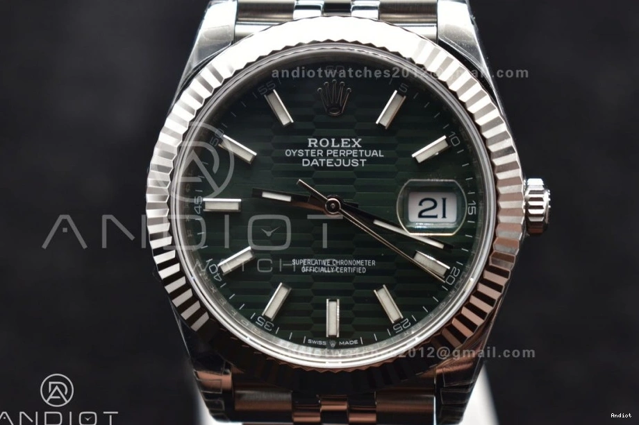 Best 1:1 Dial Bracelet Fluted on DateJust Steel VS3235 Jubilee 41 Edition 904L VSF 126334 Green Textured Bezel 0412